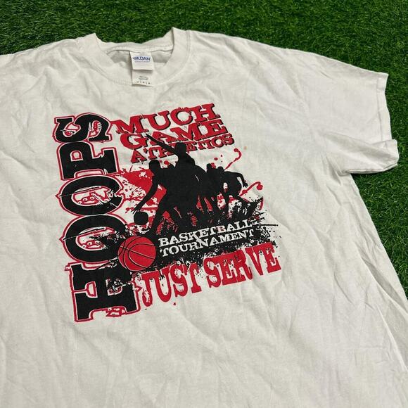 White,  ‘Just Serve’, Much Game Athletics, Basketball Tee - Picture 2 of 3